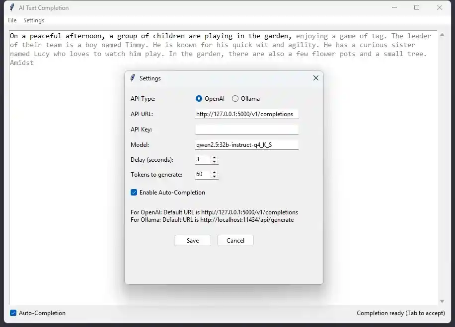 AI Text Completion App Screenshot