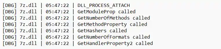 Example debug output
