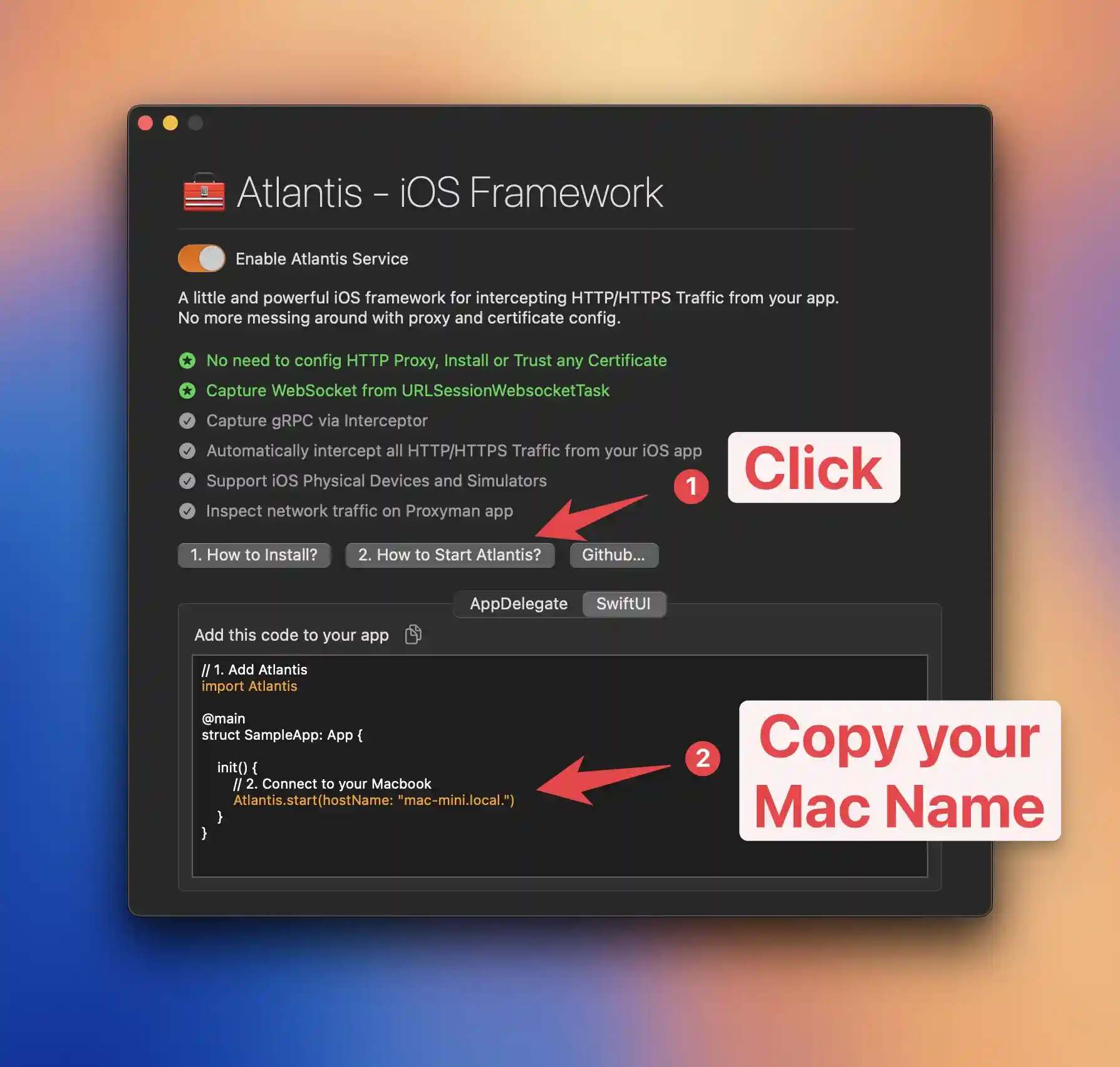 Proxyman get hostname from Atlantis
