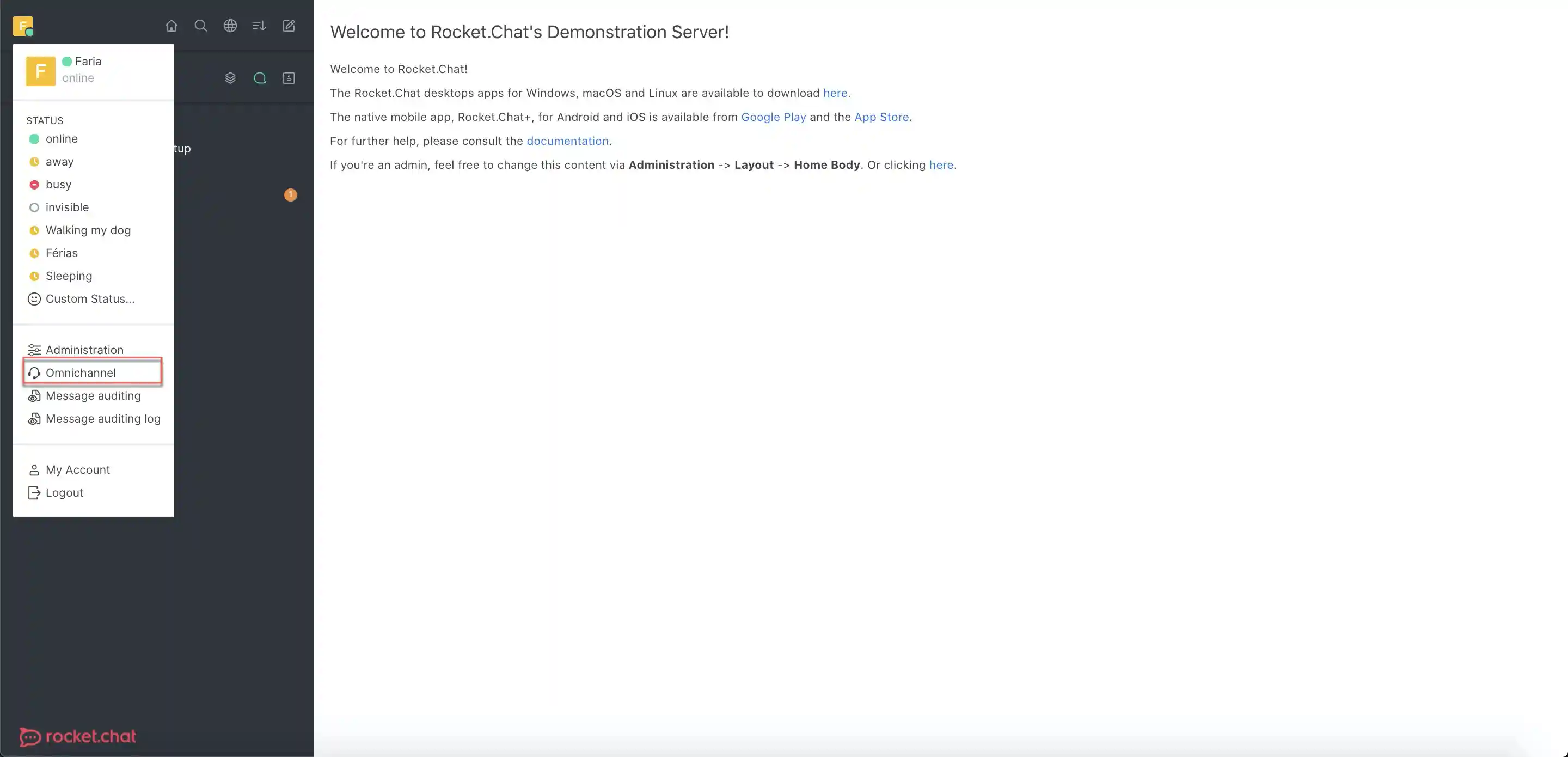 Omnichannel panel settings