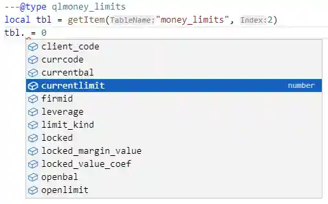 список полей