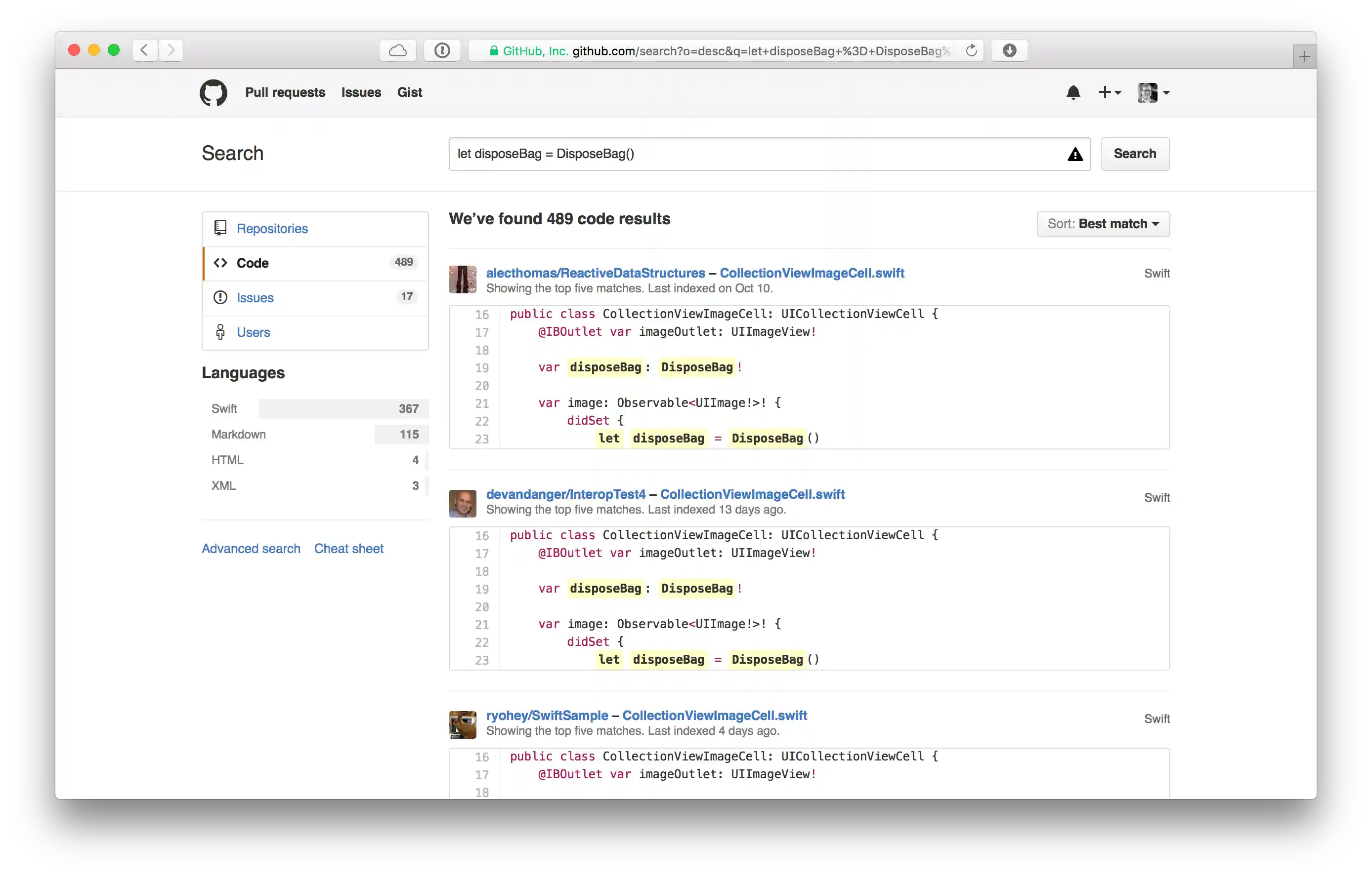 Search screenshot showing many, many results.