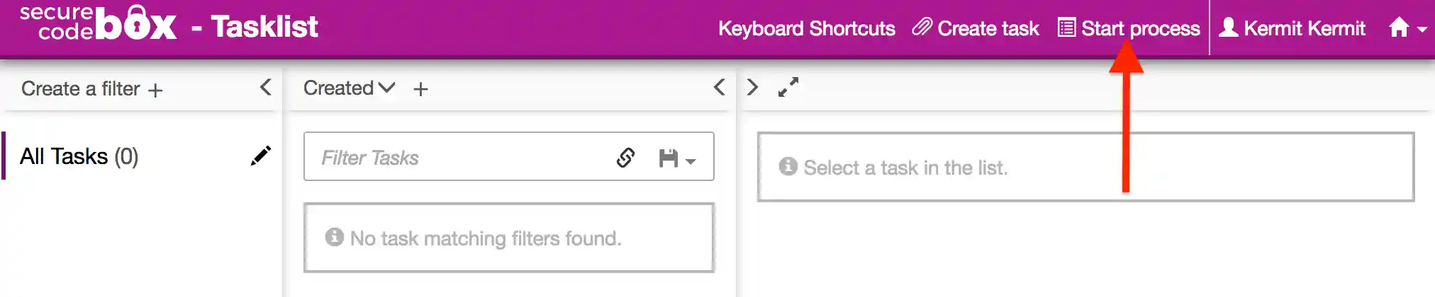 Camunda Tasklist Screen