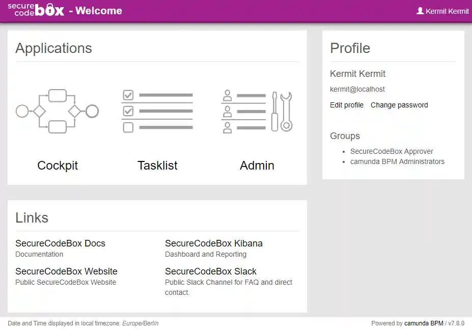 Camunda Welcome Screen