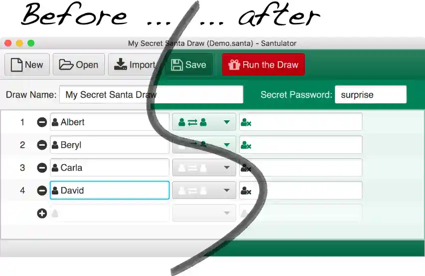 Before and after colours