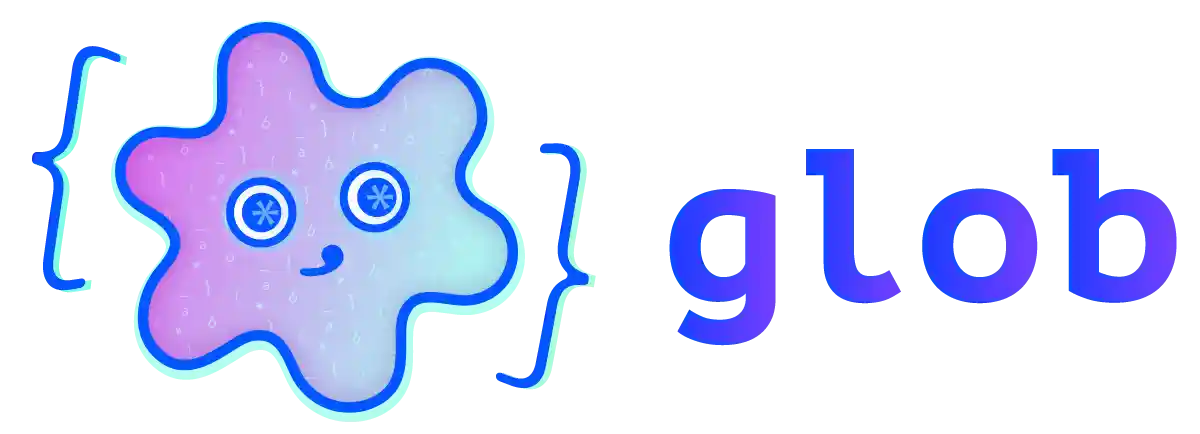 a fun cartoon logo made of glob characters