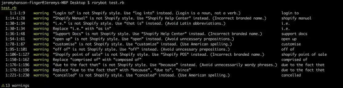 rorybot command line screenshot