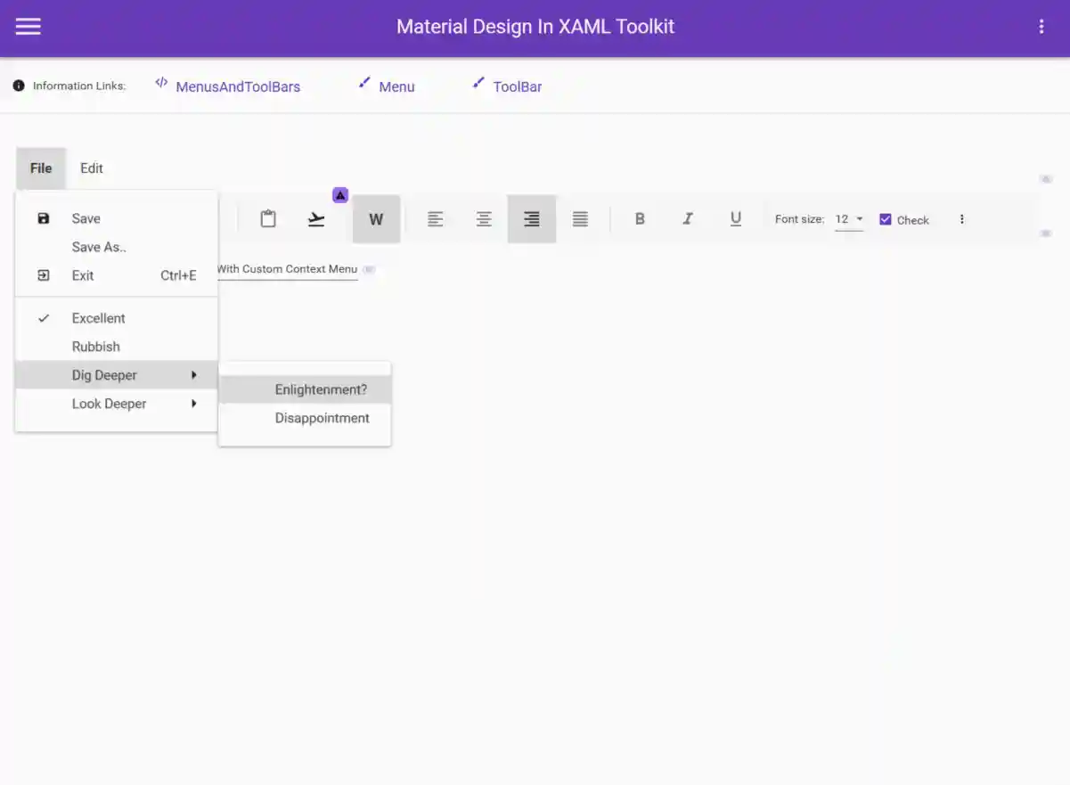 Menus and Toolbars Alt text