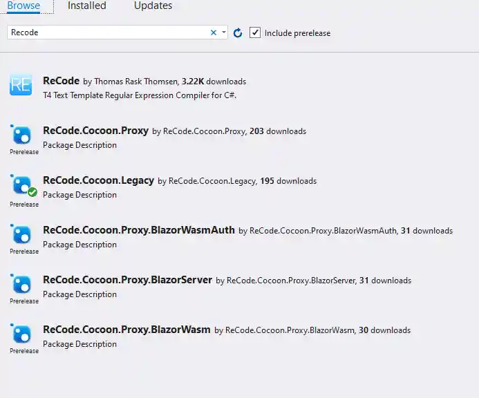 Install legacy package