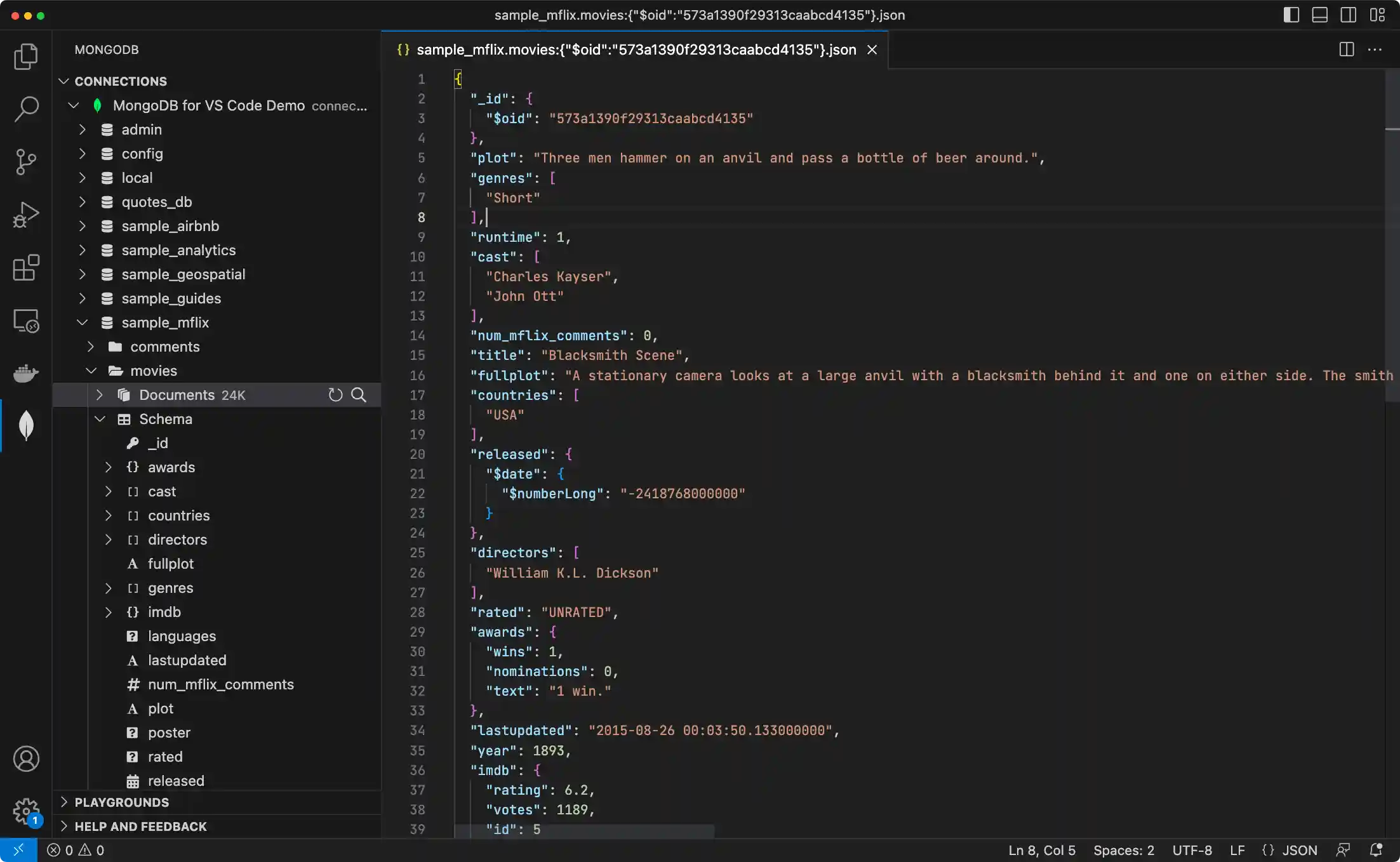 Explore data with MongoDB for VS Code