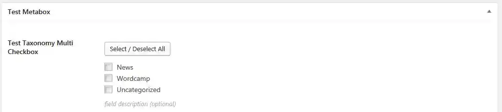 Screenshot of taxonomy multiple checkbox CMB field type