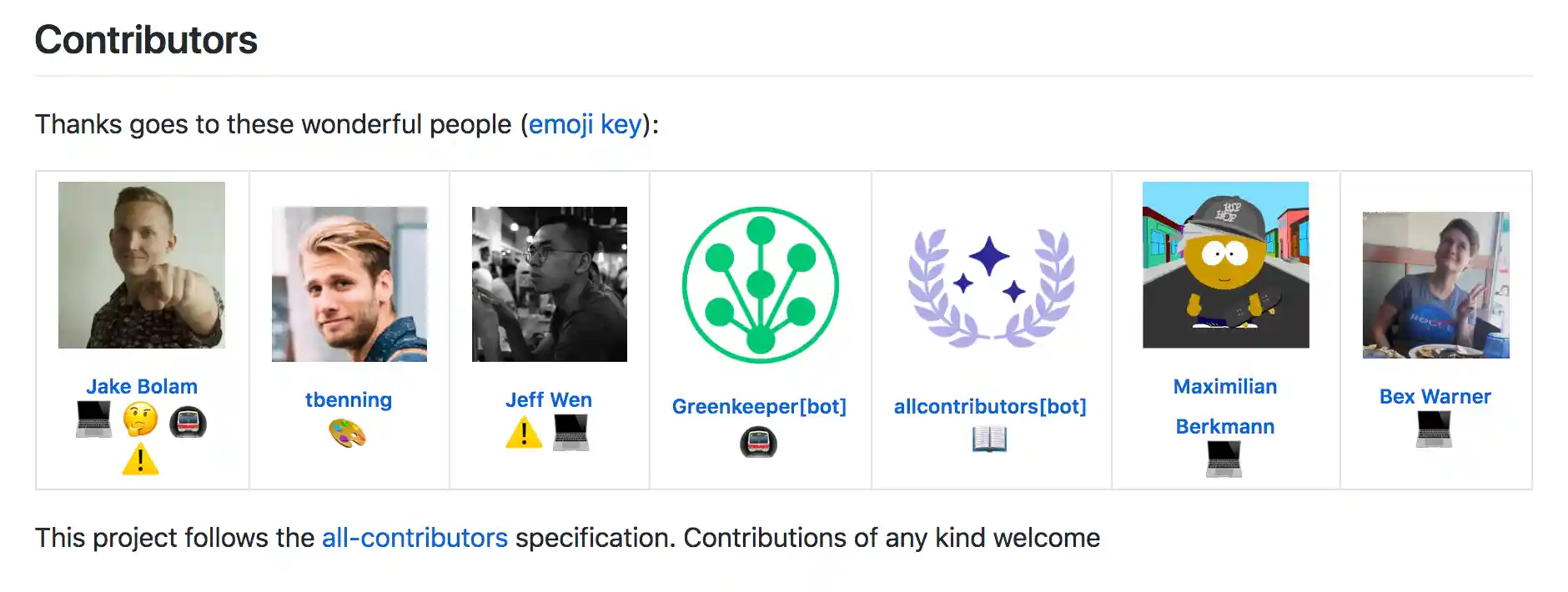 All Contributors Table Screenshot