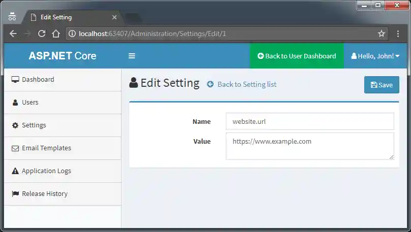 Admin Setting Edit Admin Setting Edit