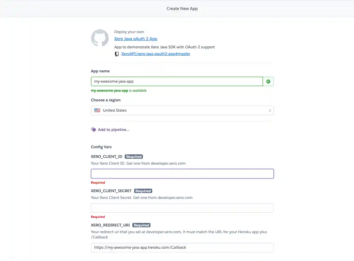 Heroku : Create New App
