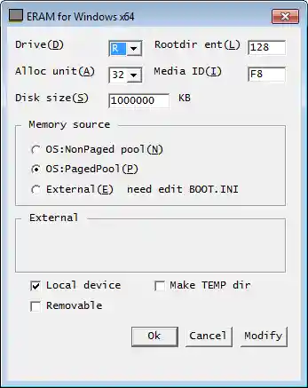 ERAM's Control Panel Applet in a Windows 7 64-bit Virtual Machine