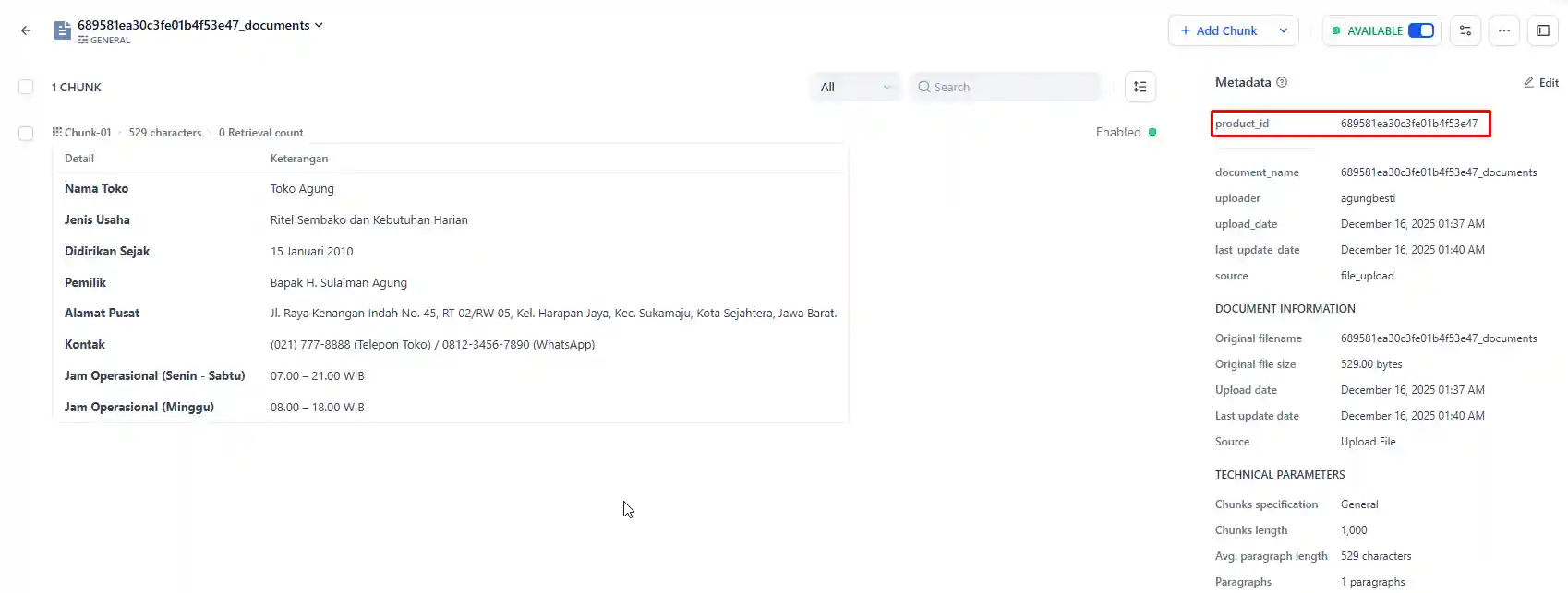 Output with Metadata