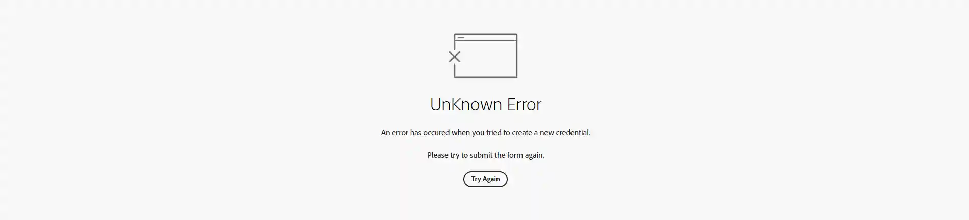 GetCredential.UnknownError