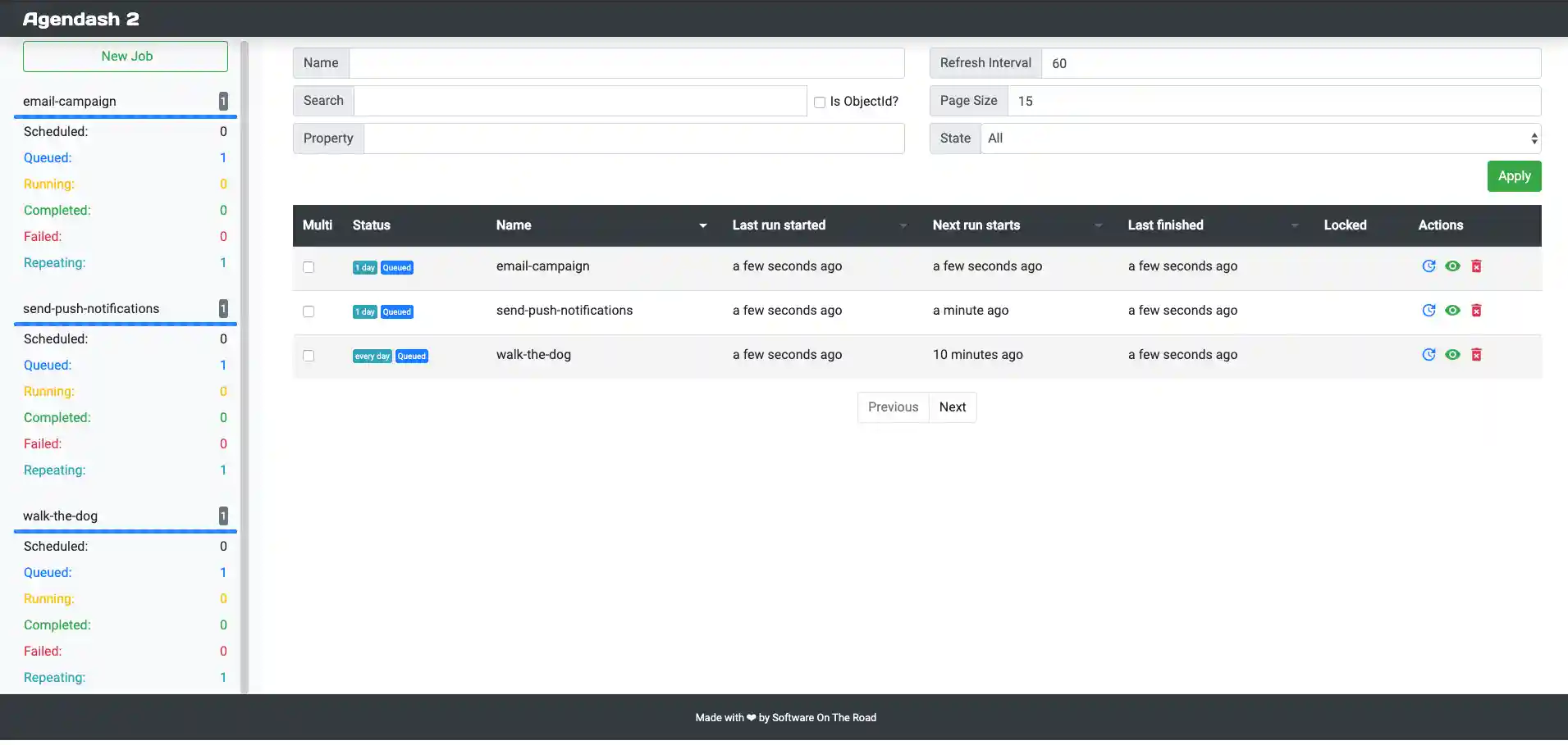 Auto-refresh list of jobs