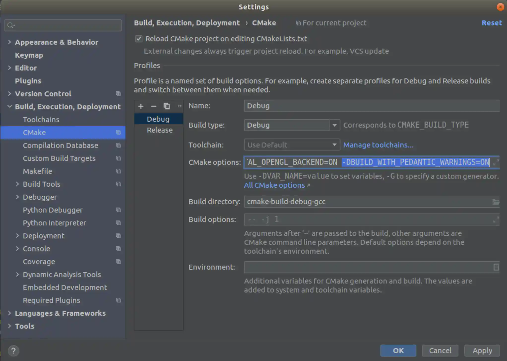 CLion Settings with Pedantic Mode