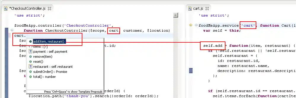 JS Angular Completion Service Injection