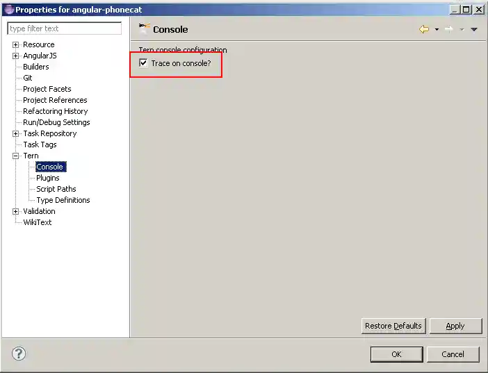 TernConsoleProjectProperties