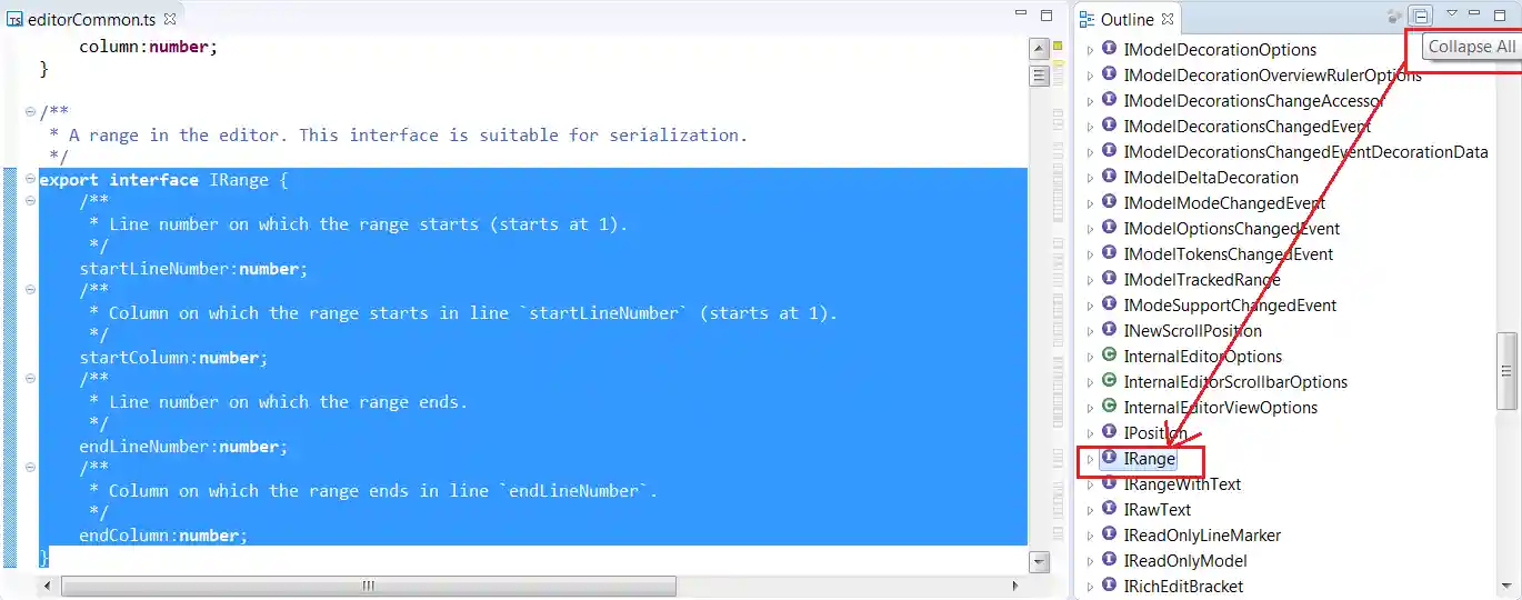 TypeScript Outline Collapse All