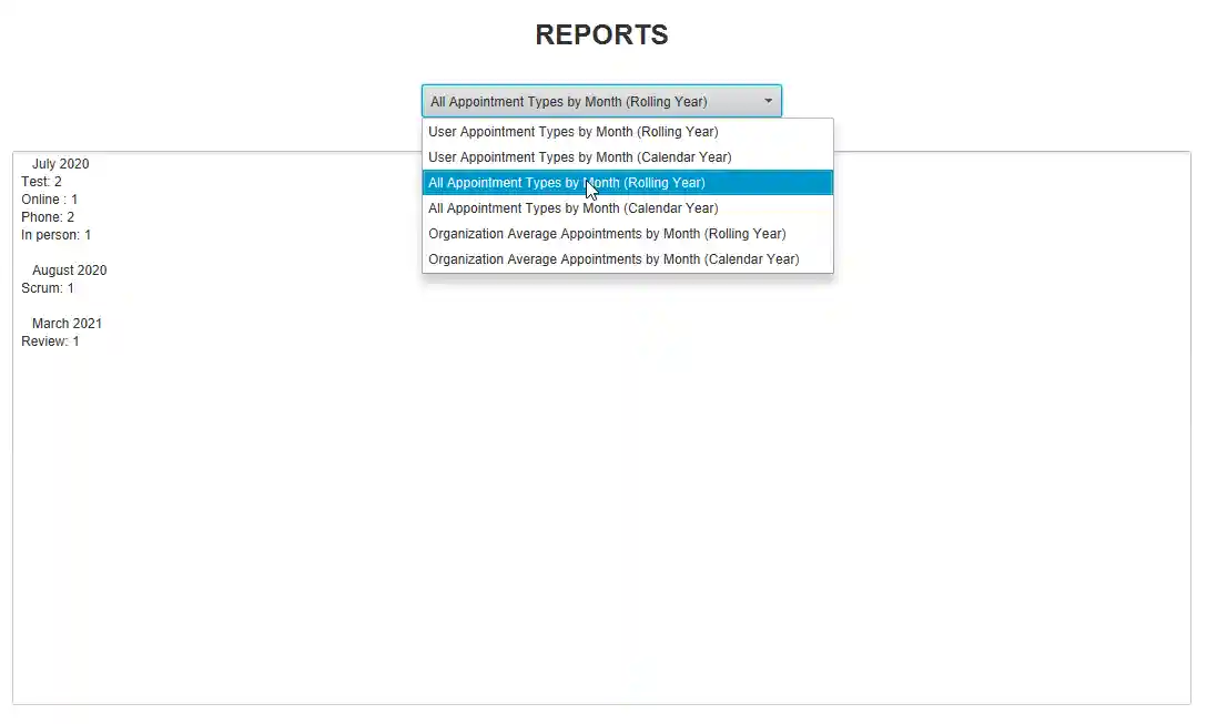 Reports Screen