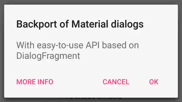 Screenshot of the dialogs