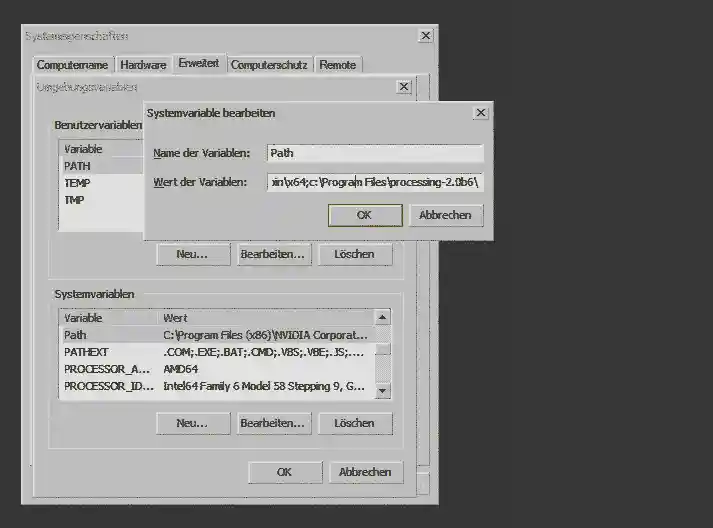 Advanced System Settings > Environment Variables