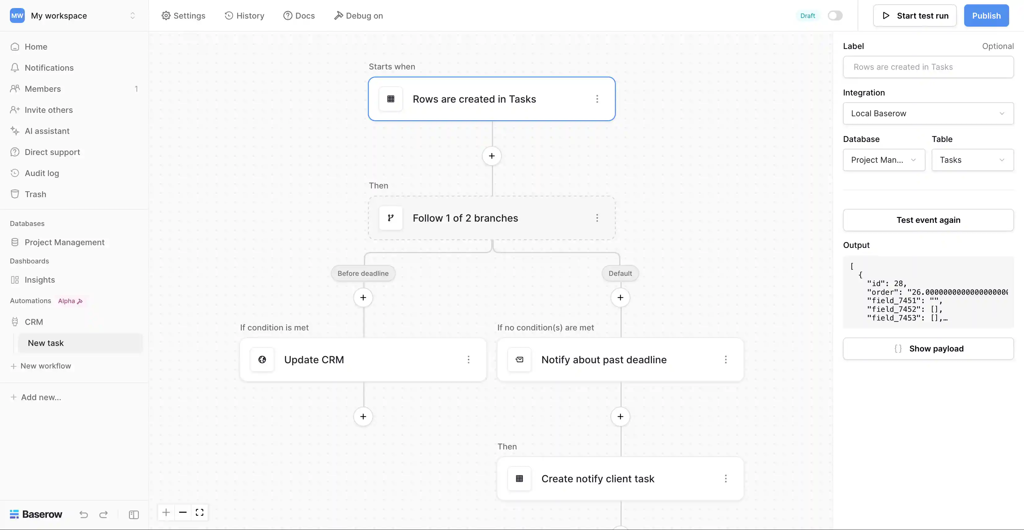Baserow application builder