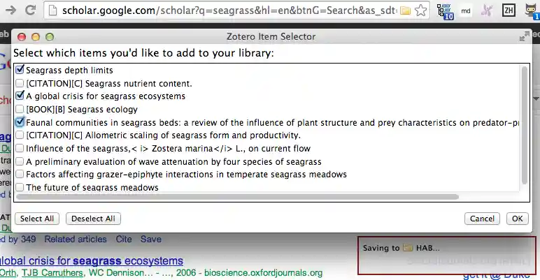 zotero folder listing