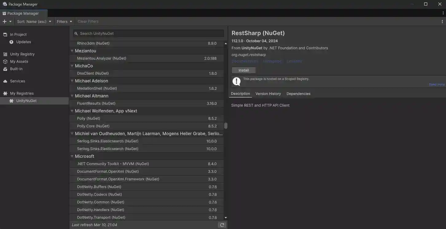 UnityEditorWithNuGet