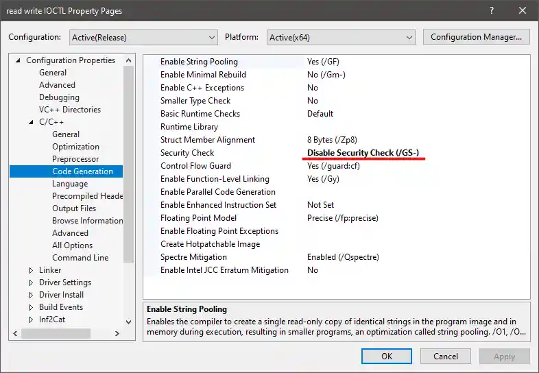 disable security check picture