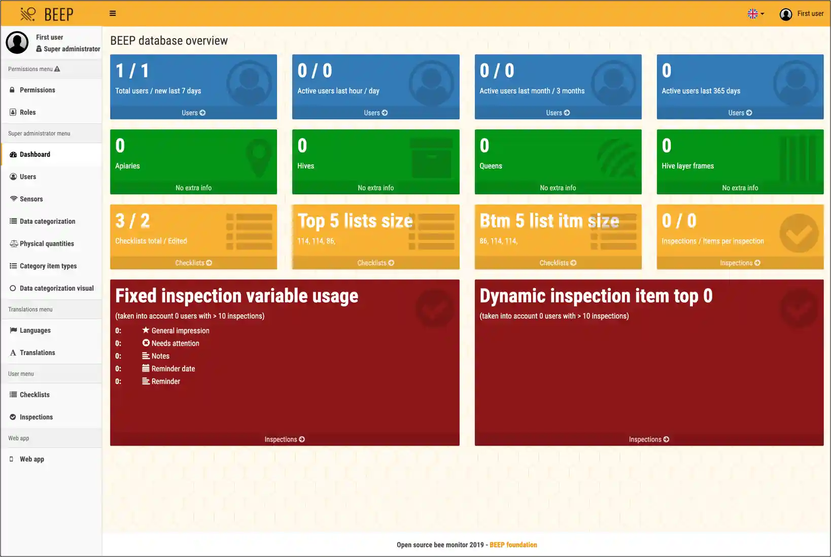 BEEP Management interface