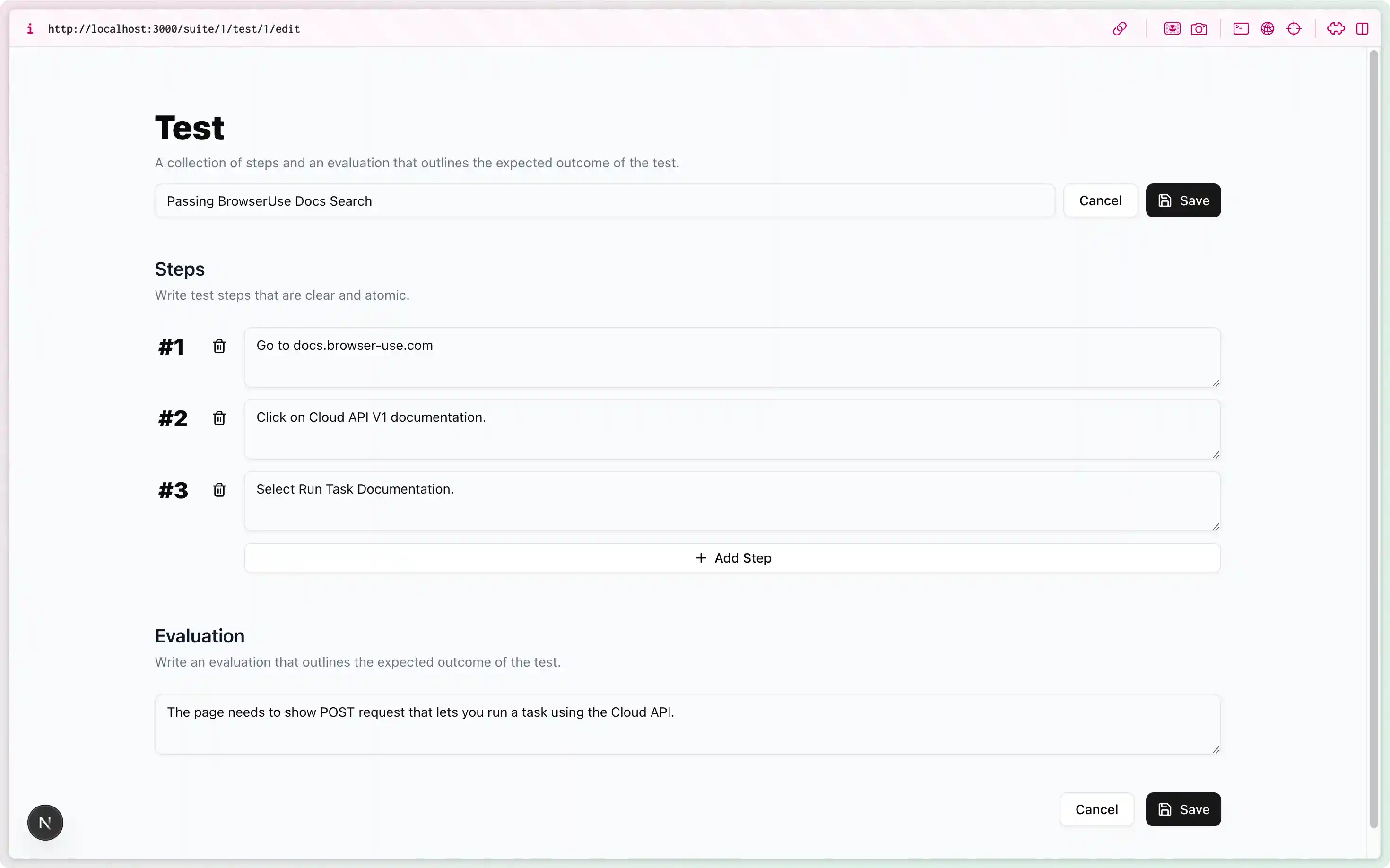 Test Run in Progress