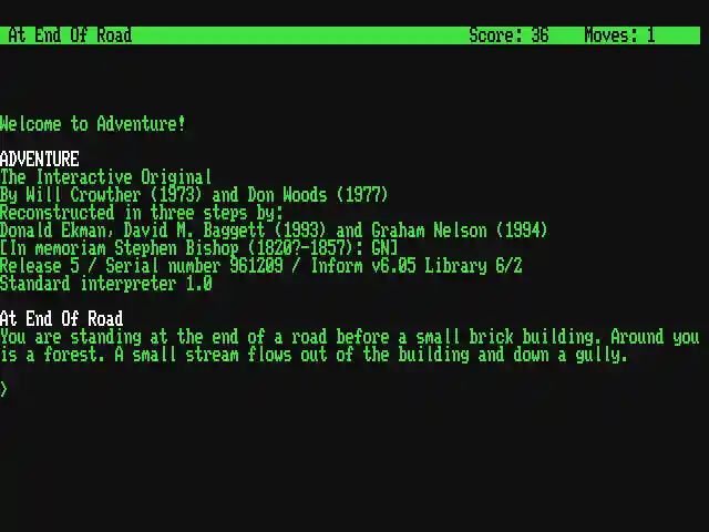 Adventure with green text