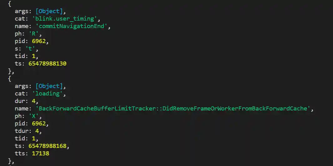 Retrieving chrome trace data