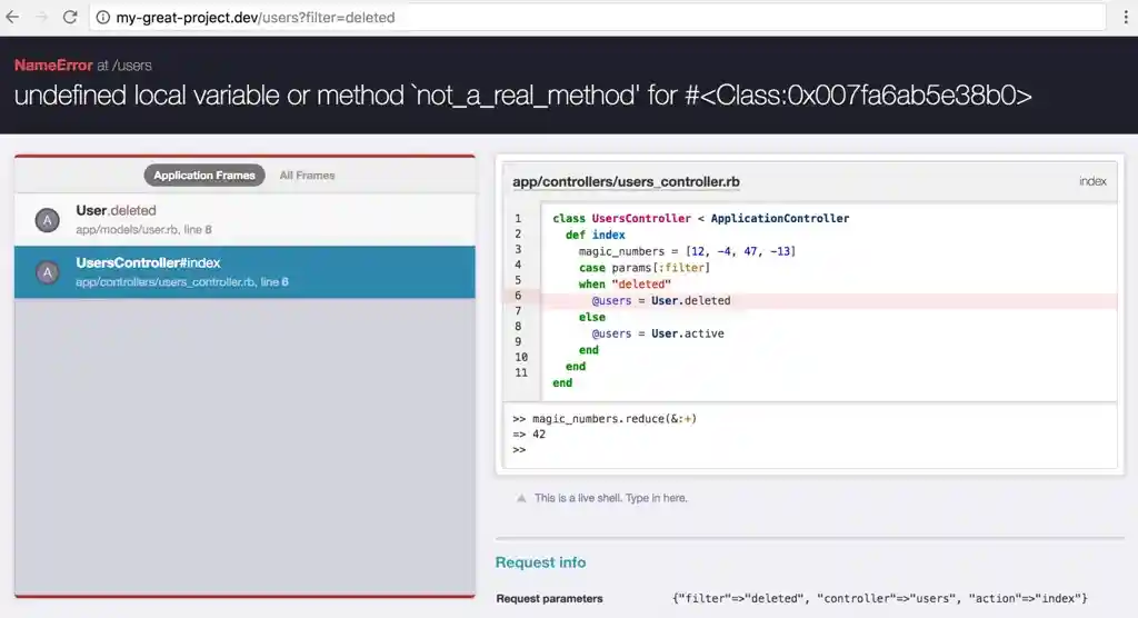 live shell in a stack frame