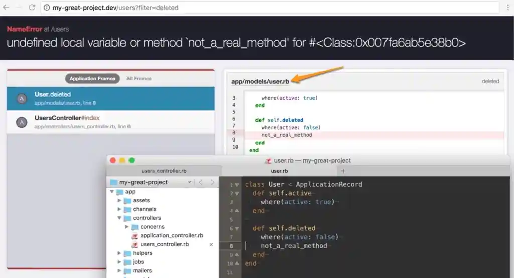 link directly to the line and file in your editor