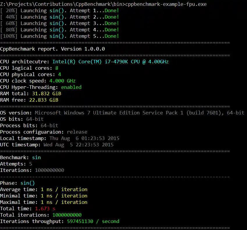 Console colored report