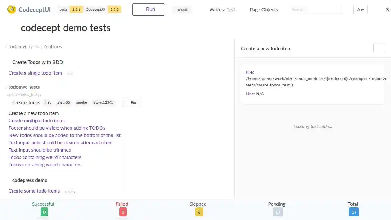 CodeceptUI IDE Split View