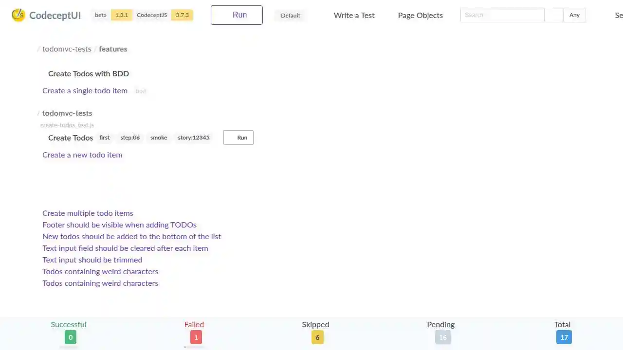 CodeceptUI Test Results