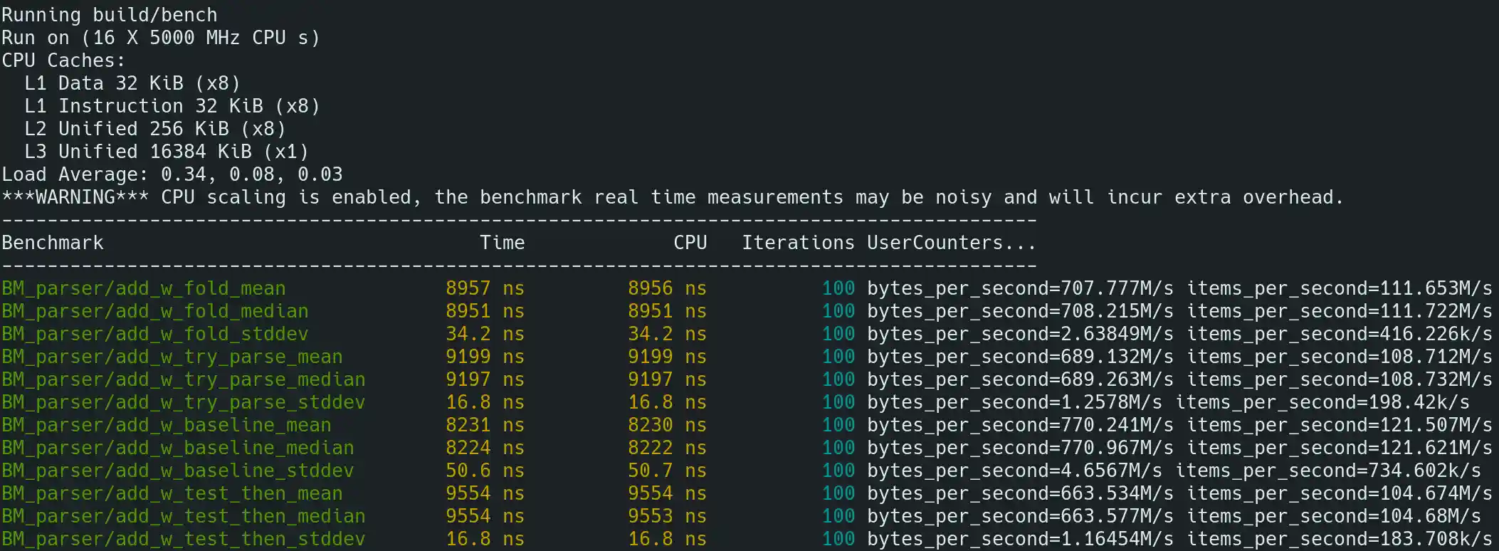 Noam benchmark results