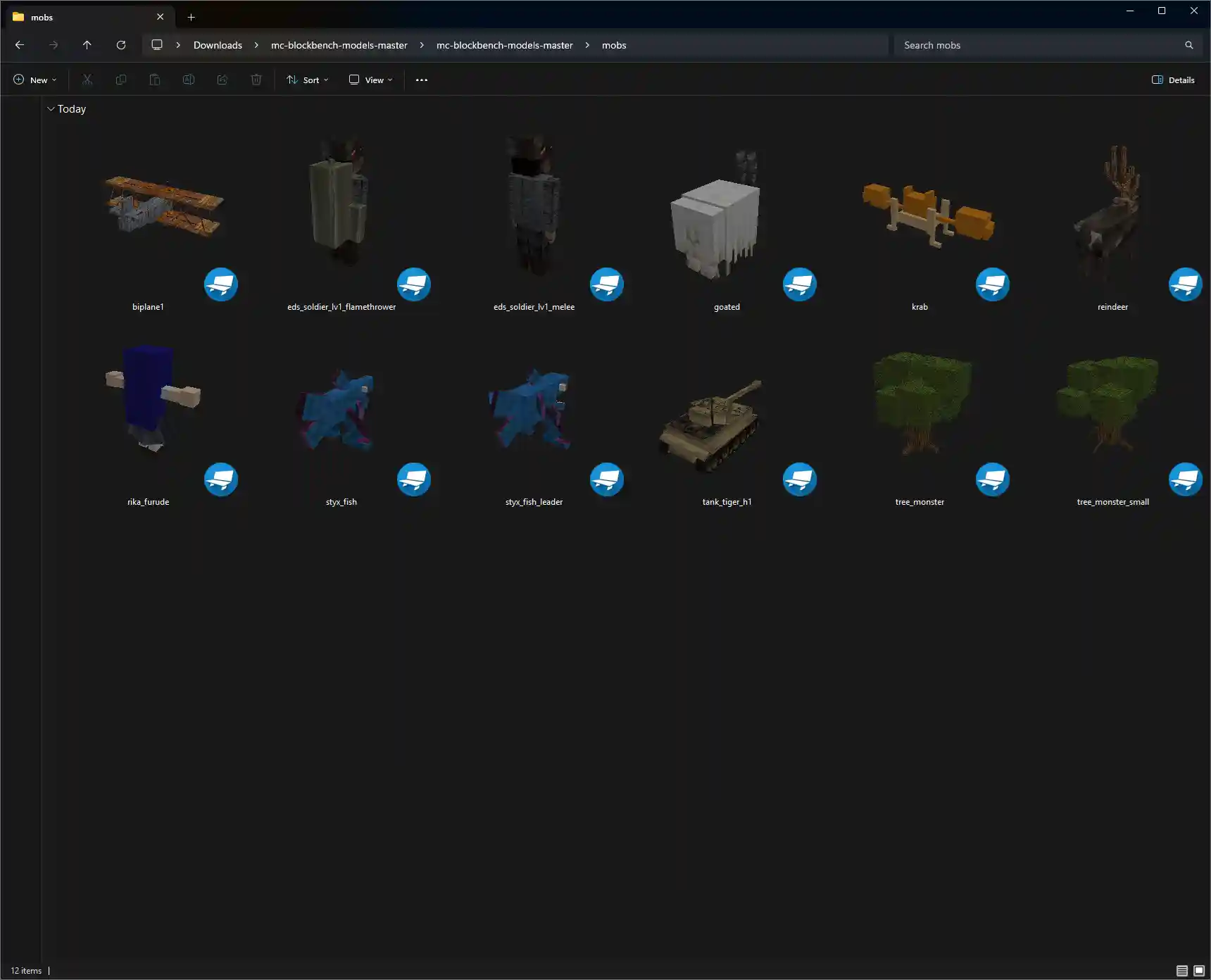 Example thumbnails in Windows Explorer