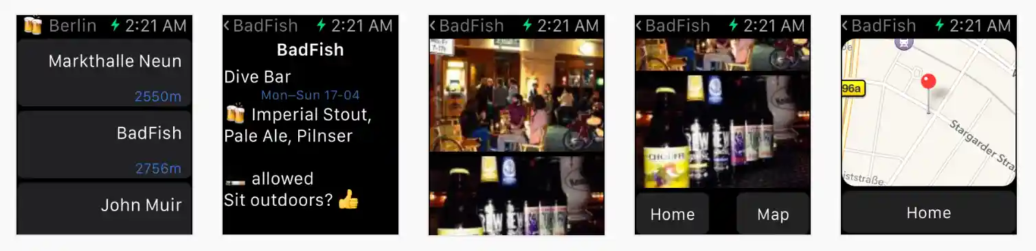 Some screenshots of the watch app