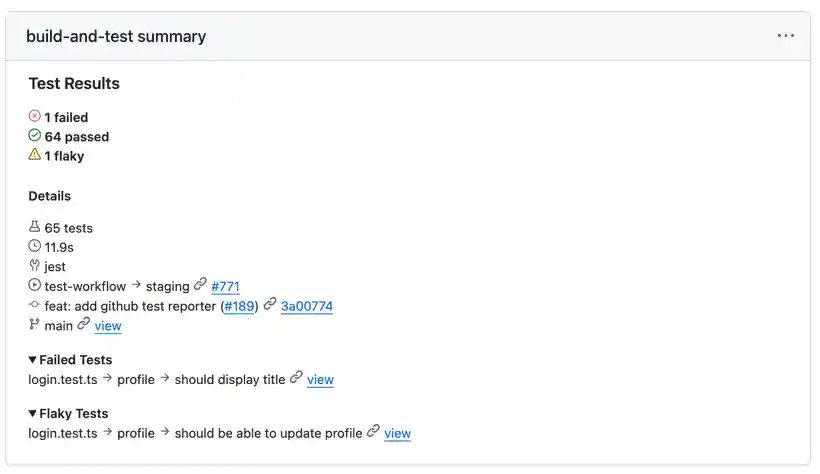 GitHub Test Reporter