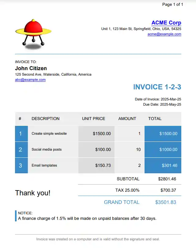 PDF screenshot of OpenHTMLtoPDF