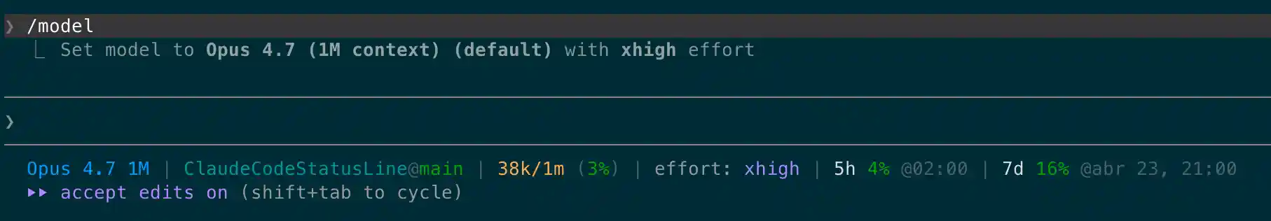 Status Line Screenshot