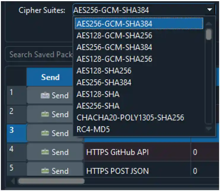 Cipher Suites Dropdown