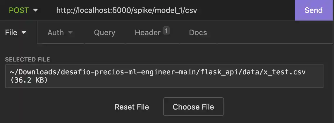 seleccion de archivo csv testing